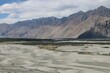 Scenic view of mountains in the Hindu Valley in Ladakh, India on a cloudy day