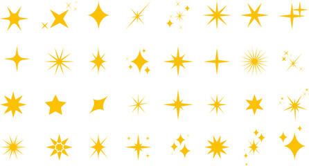 Wall Mural - set of sparkles star icons.christmas star png icon.bright firework.light icon set.flash,shine sparkl
