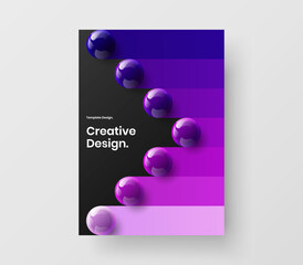 Wall Mural - Vivid realistic balls journal cover illustration. Geometric poster A4 design vector template.
