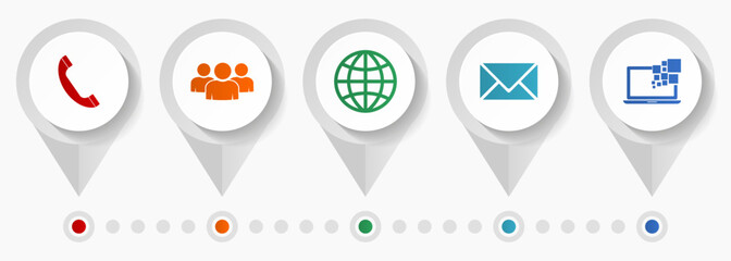 Fototapete - Social media vector icons, internet flat design web pointers collection, business concept infographic template