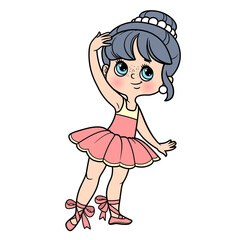 Wall Mural - Cute cartoon ballerina girl color variation for coloring page isolated on a white background