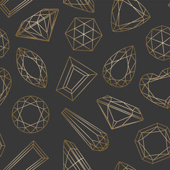Wall Mural - seamless diamond pattern with different gemstone shapes - vector eps10 illustration. multiple diamon