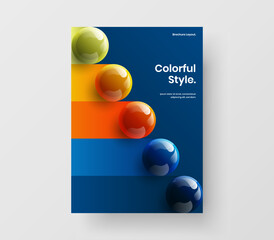 Creative realistic spheres brochure concept. Amazing company cover design vector illustration.
