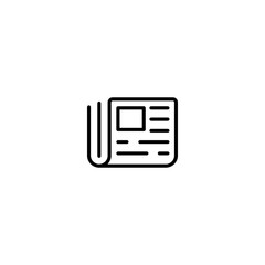 Newspaper line icon. News, announcement, fresh issue, events, distribution, leaflet, information, opinion leader, advertising, facts, mailing list. Media concept. Vector black line icon