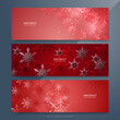 © Badr Warrior - Red and white christmas wide banner with snowflake bokeh decoration. Winter banner with snowflake. Horizontal new year background, headers, posters, cards, website. Vector illustration