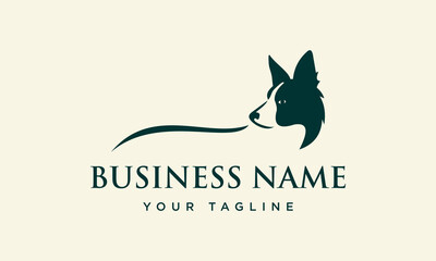 line art border collie logo