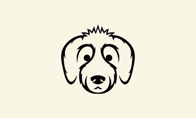 Wall Mural - line art golden doodle logo