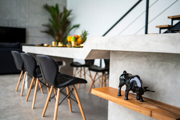 dining table made of polished concrete