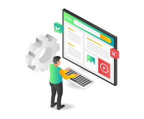 Aufkleber - Flat isometric illustration concept set of website pages