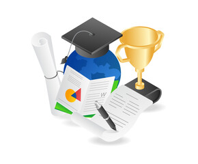 Poster - Flat isometric illustration concept of class champion graduate