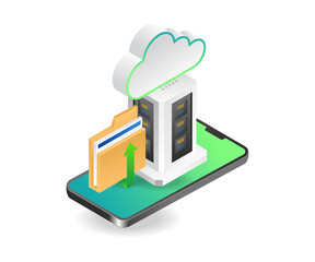 Aufkleber - Concept isometric illustration of smartphone data cloud server