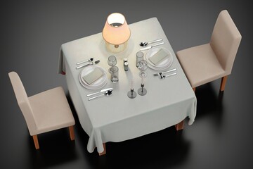 Wall Mural - Realistic 3D Render of Restaurant Table