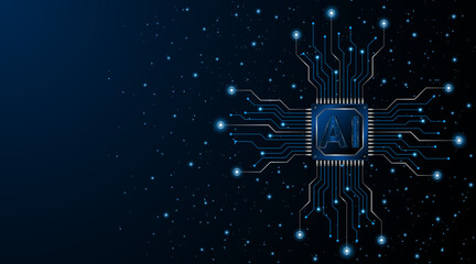 Poster - AI Chipset or Artificial Intelligence Symbol. Modern futuristic AI technology circuit board concept
