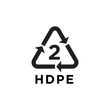© M. Usnata wijaya - Plastic recycling symbol HDPE 2 , Plastic recycling code HDPE 2 , vector illustration.