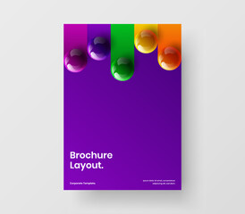 Wall Mural - Clean booklet A4 design vector concept. Premium realistic spheres book cover illustration.