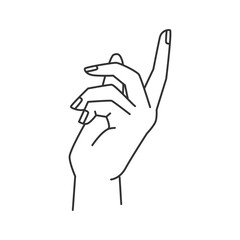 Poster - Hand gesture, non verbal communication. Isolated palm and index finger. Woman fingernail, female arm with forefinger up, body language sign, gesturing female hand
