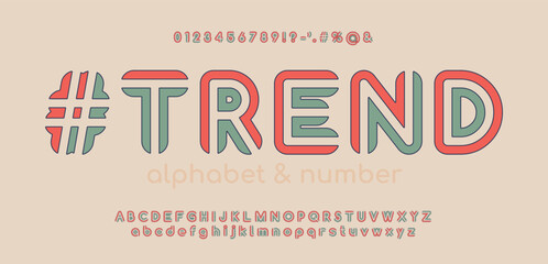 Fototapete - Striped vintage retro alphabet in 70s style. Typography сolourful vector alphabet and font with rounded edges. Vector illustration