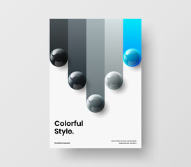 Wall Mural - Abstract company brochure A4 vector design template. Trendy 3D balls book cover layout.