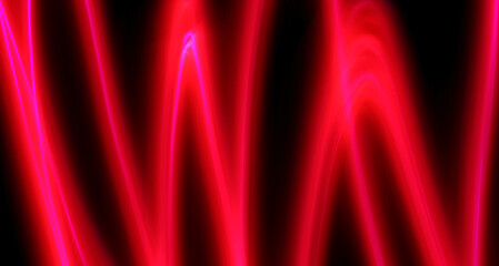 Wall Mural - abstract red lines on black background with light painting technique