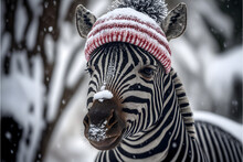 Zebra In The Snow