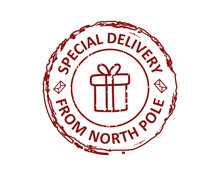 Special Delivery From North Pole Grunge Rubber Stamp Design With White Background