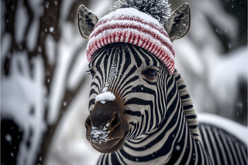 zebra in the snow