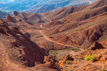 Wall Mural - Desert mountains landscape in the vicinity of Dades Gorges, Boumalne Dades, Morocco.