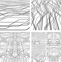 Fototapete - tech modern retro futuristic background .Vector design composition with various technology elements . Abstract contemporary art .