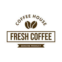 Sticker - Coffee logo, Isolated coffee beans on white background