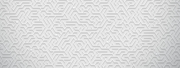 Abstract background with maze pattern in various shades of white and gray colors