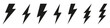 © Bogdan - Vector electric lightning bolt logo set isolated on white background for electric power symbol, poster, t shirt. Thunder icon. Storm pictogram. Flash