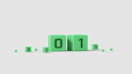 Binary numbers 3D render illustration