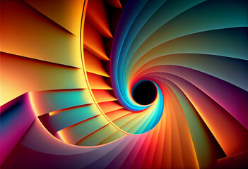 Wall Mural - Abstract Multicolor Gradient in Fractal Grid illusion, Spiral Fibonacci Multicolor Background