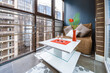 glazed balcony loggia sitting area table set building apartment