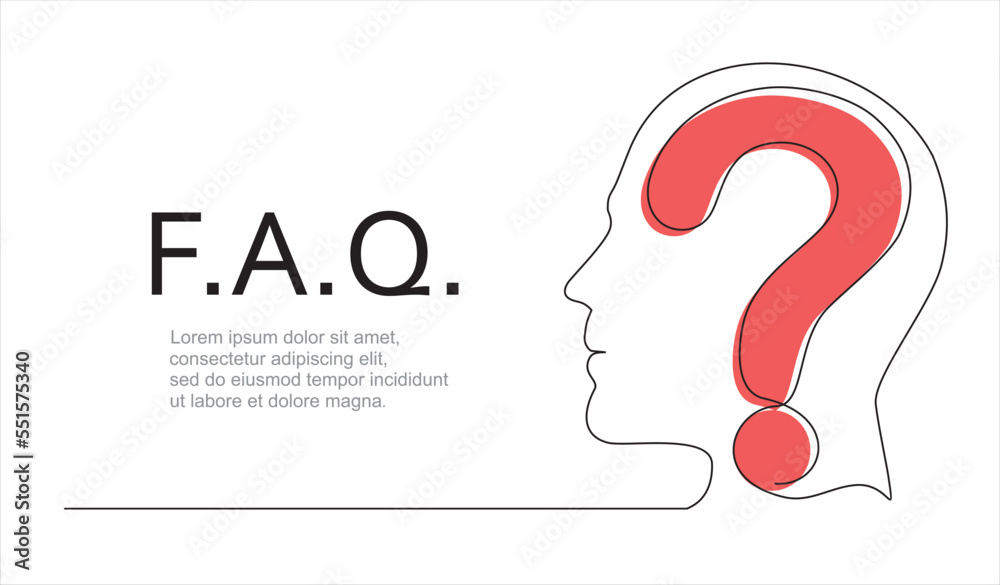 Faq Drawn Image Stock-Vektorgrafik „The head of a man with a question mark. FAQ is ...