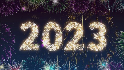 Wall Mural - 2023 happy new year text message concept illustration