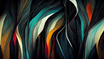 Abstract lines in dark colors illustration art design. Generative AI