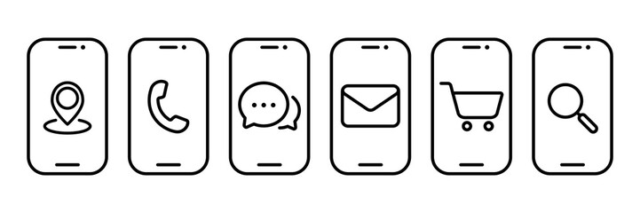 Fototapete - Smartphone message, shopping, chatting, search, browser icons vector in a white background eps 10