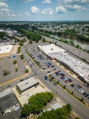 Canvas Print - Aerial view of the Passaic River and the city of North Arlingtonthe borough in Bergen County