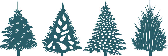 Wall Mural - winter trees in flat style, isolated vector