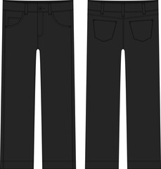 Wall Mural - Children's classical jeans technical sketch. Black color. Denim casual clothes.