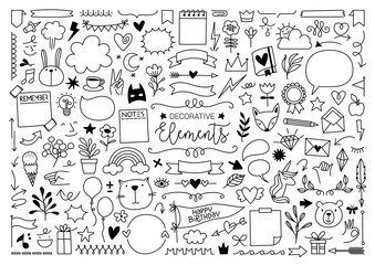 Wall Mural - big collection of decorative elements: banners, arrows, leaves, flowers, flourishes