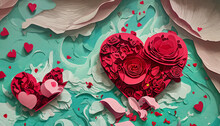 Red Rose Flower Paper Cutout Generative Ai