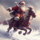 Santa claus riding in the snow, generative IA