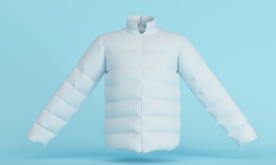 Poster - Mockup white men's jacket on a blue background. 3d rendering
