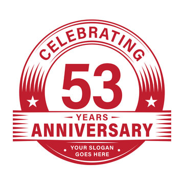 53 years anniversary celebration design template. 53rd logo. Vector and illustrations.	