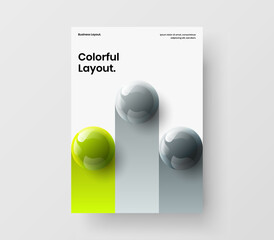 Wall Mural - Modern 3D spheres banner layout. Amazing corporate brochure A4 design vector illustration.