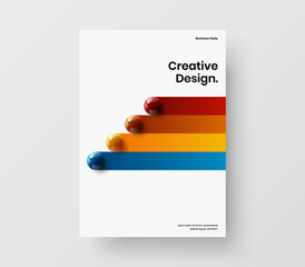 Wall Mural - Geometric flyer A4 vector design concept. Multicolored realistic balls book cover illustration.
