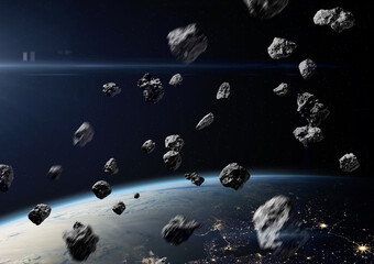 Wall Mural - asteroids near earth. this image elements furnished by nasa.