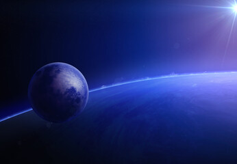 Wall Mural - Earth and Moon. This image elements furnished by NASA. 